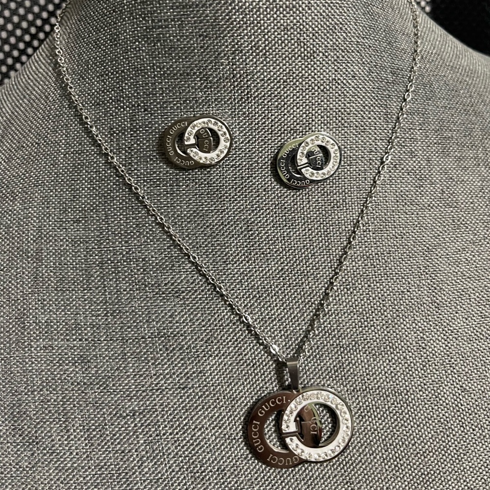 Stainless steel necklace earrings set